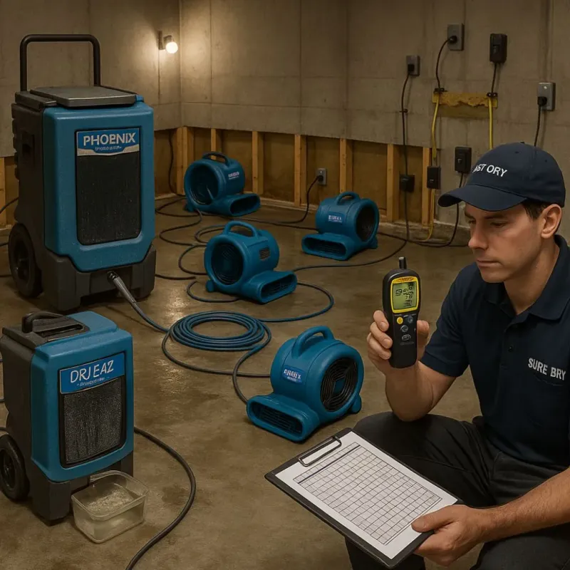 Structural Drying and Dehumidification process in Cedar Bluff, VA